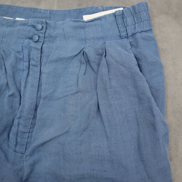 ISHU Shorts Womens 10 Blue Bermuda High Rise Elastic Waist Button Zip Pleated - Picture 10 of 15